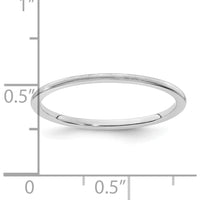 14K White Gold 1.2mm Satin Finish Half Round Stackable Band - Size 10 by 0
