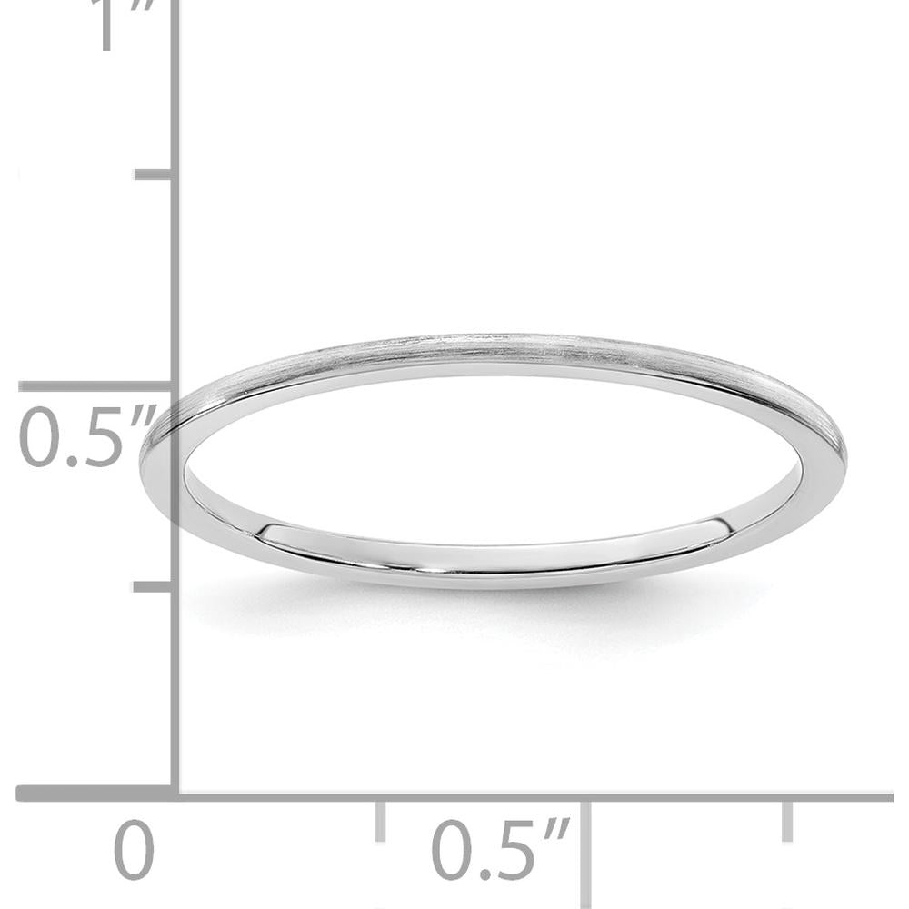 14K White Gold 1.2mm Satin Finish Half Round Stackable Band - Size 10 by 0
