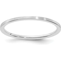 14K White Gold 1.2mm Satin Finish Stackable Flat Edge Band by 0