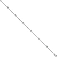 14K White Gold 1/3 Carat Bezel-set Diamond Cable Chain Bracelet with 6 Stations - Elegant 7" Design by Oro Pregiato