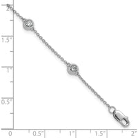 14K White Gold 1/3 Carat Bezel-set Diamond Cable Chain Bracelet with 6 Stations - Elegant 7" Design by Oro Pregiato