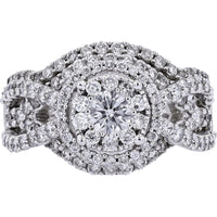 14K White Gold 1/3 Carat Center Diamond Bridal Set - 2.00 Carat Total Diamond Weight