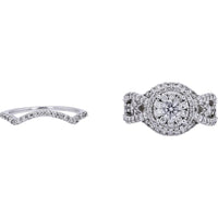 14K White Gold 1/3 Carat Center Diamond Bridal Set - 2.00 Carat Total Diamond Weight