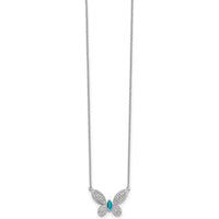 14K White Gold 1/3 Carat Diamond and Turquoise Butterfly Necklace - 18 Inches by Monteluci Fine Jewelry