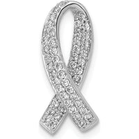 14K White Gold 1/3 Carat Diamond Awareness Ribbon Slide Pendant by Monteluci Fine Jewelry