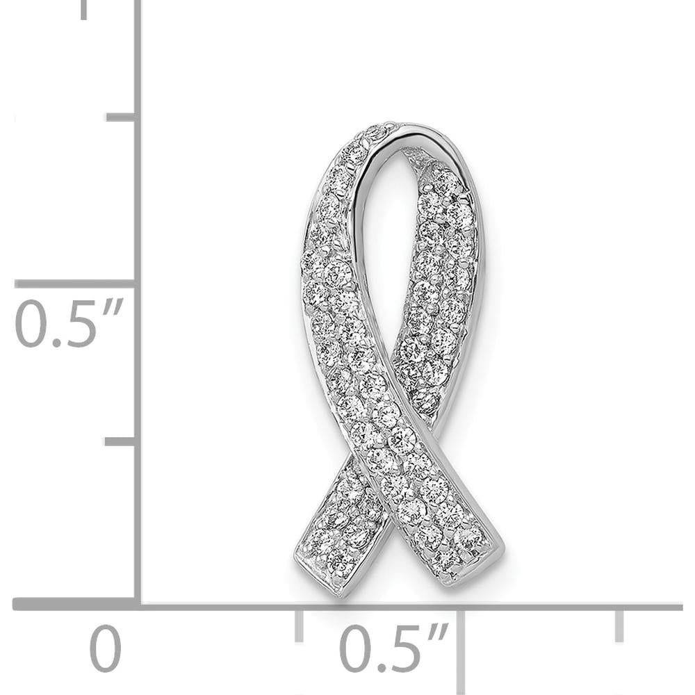14K White Gold 1/3 Carat Diamond Awareness Ribbon Slide Pendant by Monteluci Fine Jewelry