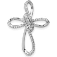 14K White Gold 1/3 Carat Diamond Cross Omega Slide - Radiant Natural Diamonds by Monteluci Fine Jewelry