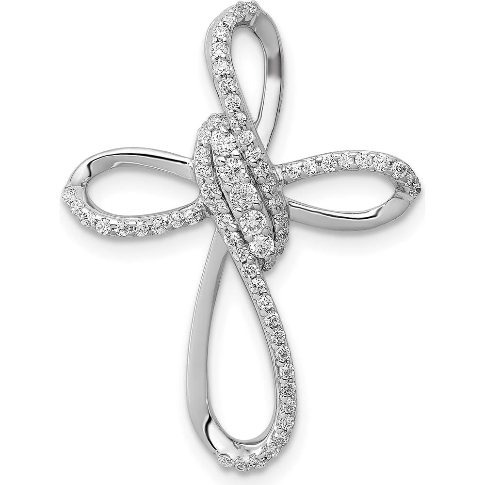 14K White Gold 1/3 Carat Diamond Cross Omega Slide - Radiant Natural Diamonds by Monteluci Fine Jewelry
