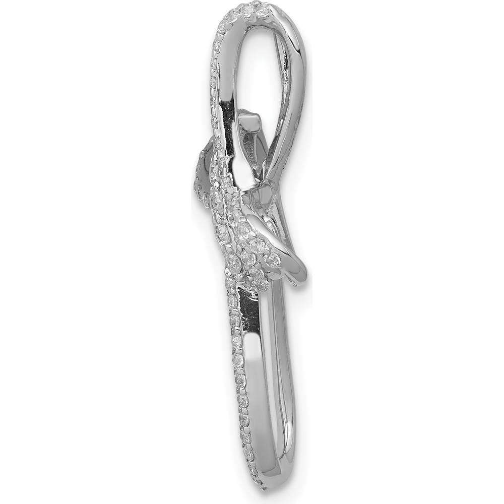 14K White Gold 1/3 Carat Diamond Cross Omega Slide - Radiant Natural Diamonds by Monteluci Fine Jewelry