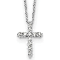 14K White Gold 1/3 Carat Diamond Cross Pendant Necklace - 18" Chain by Monteluci Fine Jewelry