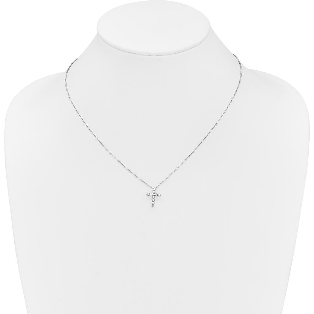 14K White Gold 1/3 Carat Diamond Cross Pendant Necklace - 18" Chain by Monteluci Fine Jewelry