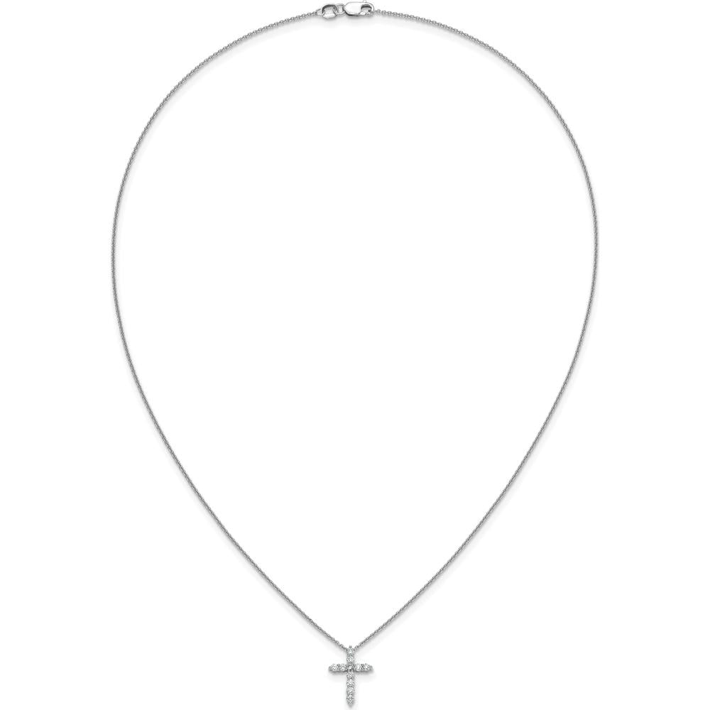 14K White Gold 1/3 Carat Diamond Cross Pendant Necklace - 18" Chain by Monteluci Fine Jewelry