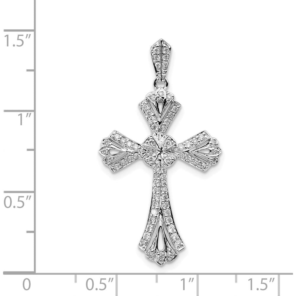 14K White Gold 1/3 Carat Diamond Fancy Cross Pendant by Monteluci Fine Jewelry