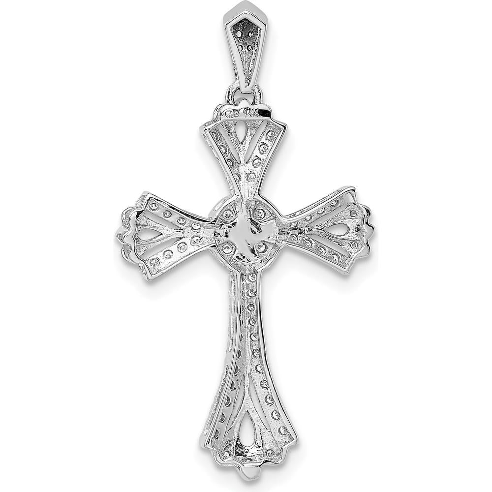 14K White Gold 1/3 Carat Diamond Fancy Cross Pendant by Monteluci Fine Jewelry