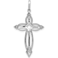 14K White Gold 1/3 Carat Diamond Fancy Cross Pendant with Polished Finish and Rhodium Plating by Monteluci Fine Jewelry