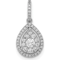 14K White Gold 1/3 Carat Diamond Halo Teardrop Pendant by Monteluci Fine Jewelry