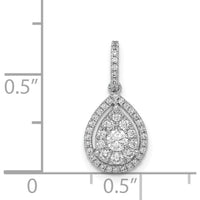 14K White Gold 1/3 Carat Diamond Halo Teardrop Pendant by Monteluci Fine Jewelry