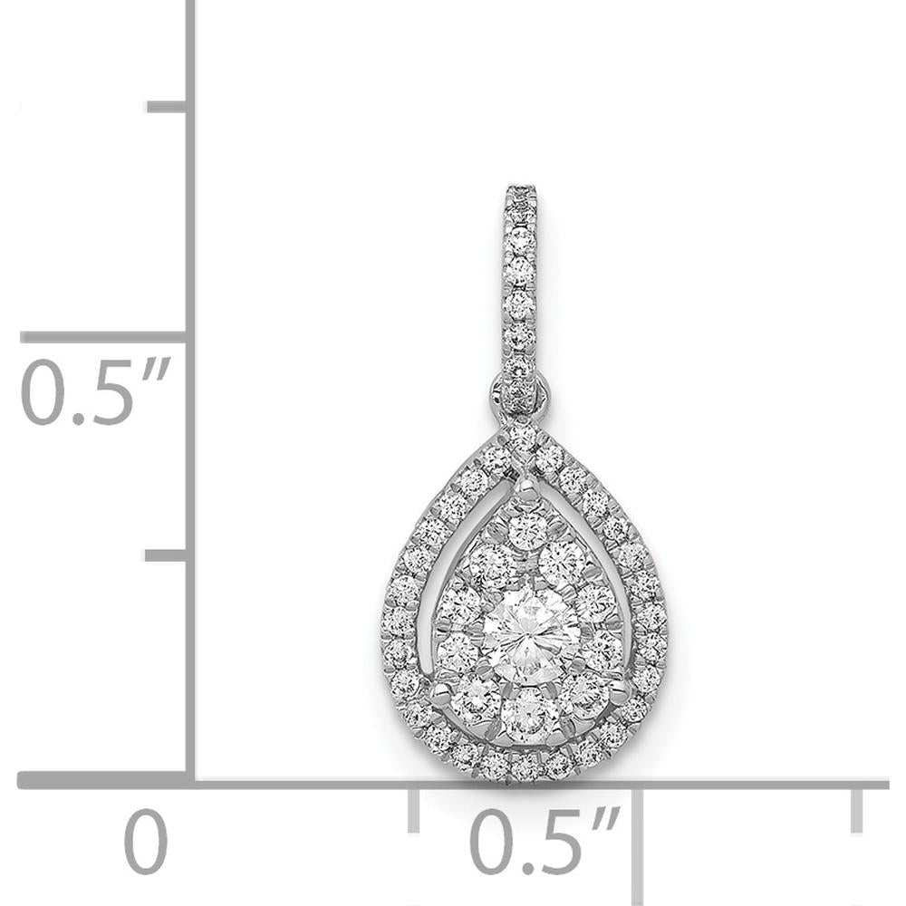 14K White Gold 1/3 Carat Diamond Halo Teardrop Pendant by Monteluci Fine Jewelry