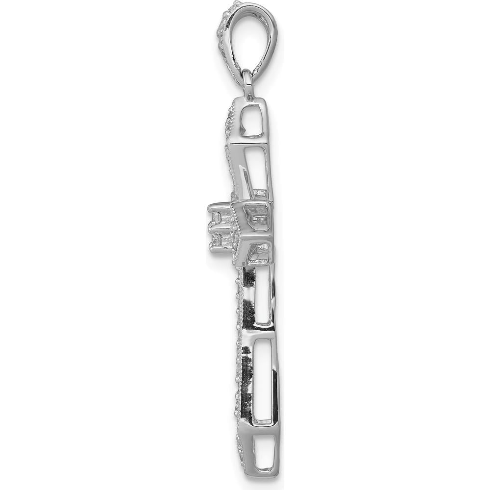 14K White Gold 1/3 Carat Diamond Passion Cross Pendant with Rhodium Plating by Monteluci Fine Jewelry