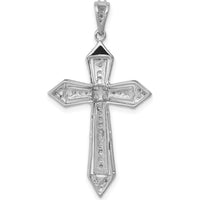 14K White Gold 1/3 Carat Diamond Passion Cross Pendant with Rhodium Plating by Monteluci Fine Jewelry