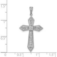 14K White Gold 1/3 Carat Diamond Passion Cross Pendant with Rhodium Plating by Monteluci Fine Jewelry