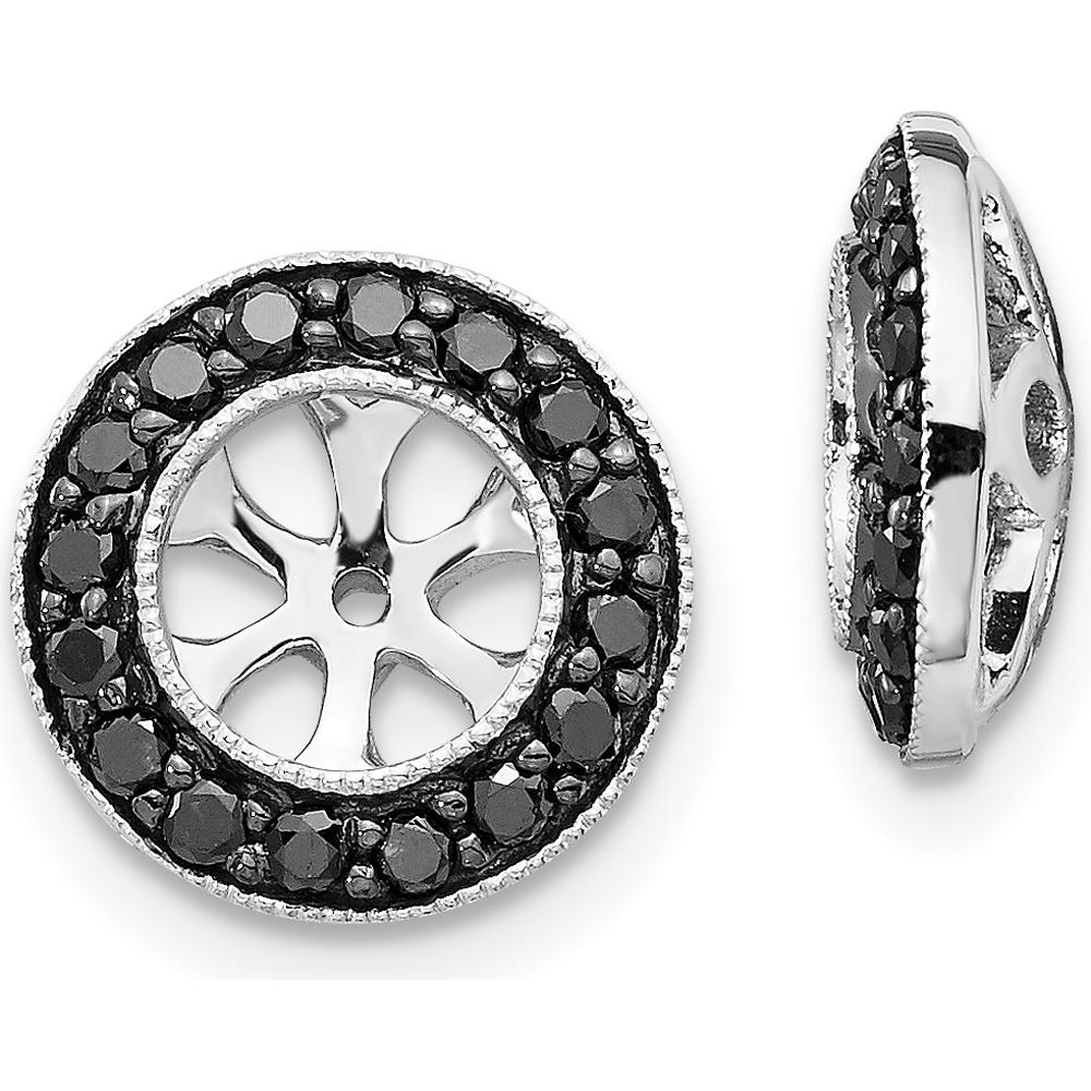 14K White Gold 1/3 Carats Black Diamond Earring Jackets with Round-Cut Diamonds by Monteluci Fine Jewelry