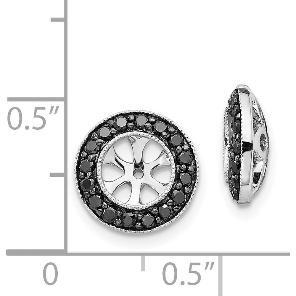 14K White Gold 1/3 Carats Black Diamond Earring Jackets with Round-Cut Diamonds by Monteluci Fine Jewelry