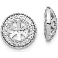 14K White Gold 1/3 Carats Diamond Cluster Earring Jackets with Milgrain Detail - Rhodium Plated by Monteluci Fine Jewelry