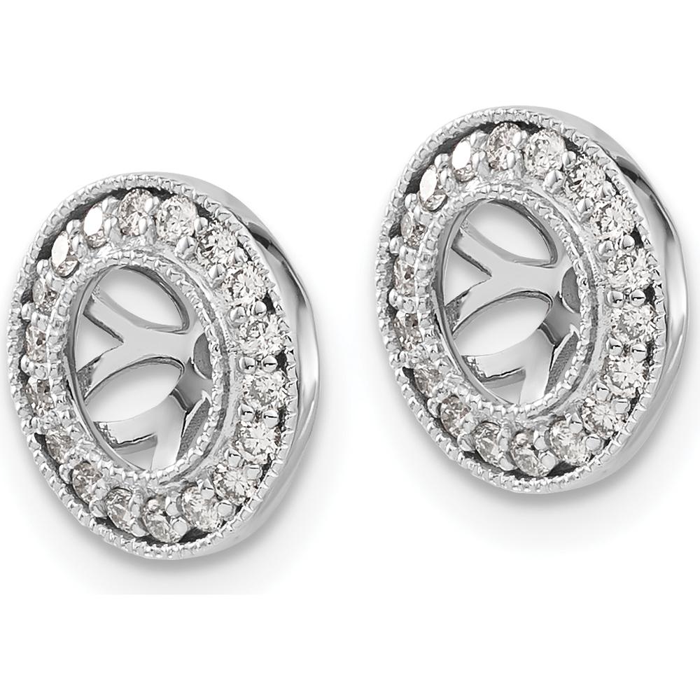 14K White Gold 1/3 Carats Diamond Cluster Earring Jackets with Milgrain Detail - Rhodium Plated by Monteluci Fine Jewelry