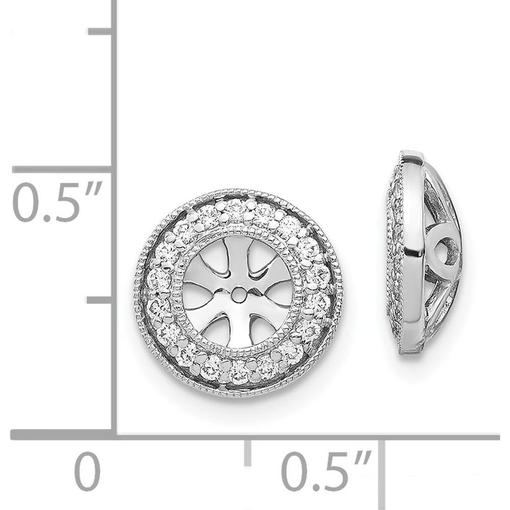 14K White Gold 1/3 Carats Diamond Cluster Earring Jackets with Milgrain Detail - Rhodium Plated by Monteluci Fine Jewelry