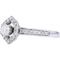 14K White Gold 1/3 Carats Diamond Halo Engagement Ring - 0.75 Carats Total Diamond Weight