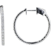 14K White Gold 1.30 Carat Diamond Inside - Out Hoop Earrings - 1" Diameter