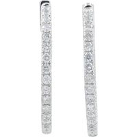 14K White Gold 1.30 Carat Diamond Inside - Out Hoop Earrings - 1" Diameter