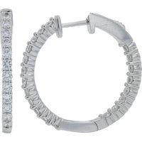 14K White Gold 1.34 Carat Total Weight Diamond Inside - Out Hoop Earrings