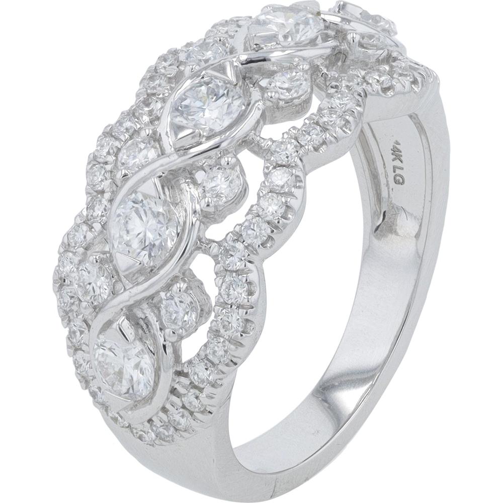 14K White Gold 1.35 Carat Lab Grown Diamond Vine - Inspired Ring with Marquise and Round Diamonds