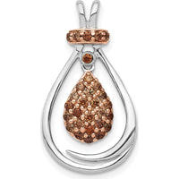 14K White Gold 1/4 Carat Champagne Diamond Teardrop Pendant with Rose Rhodium Slide by Monteluci Fine Jewelry
