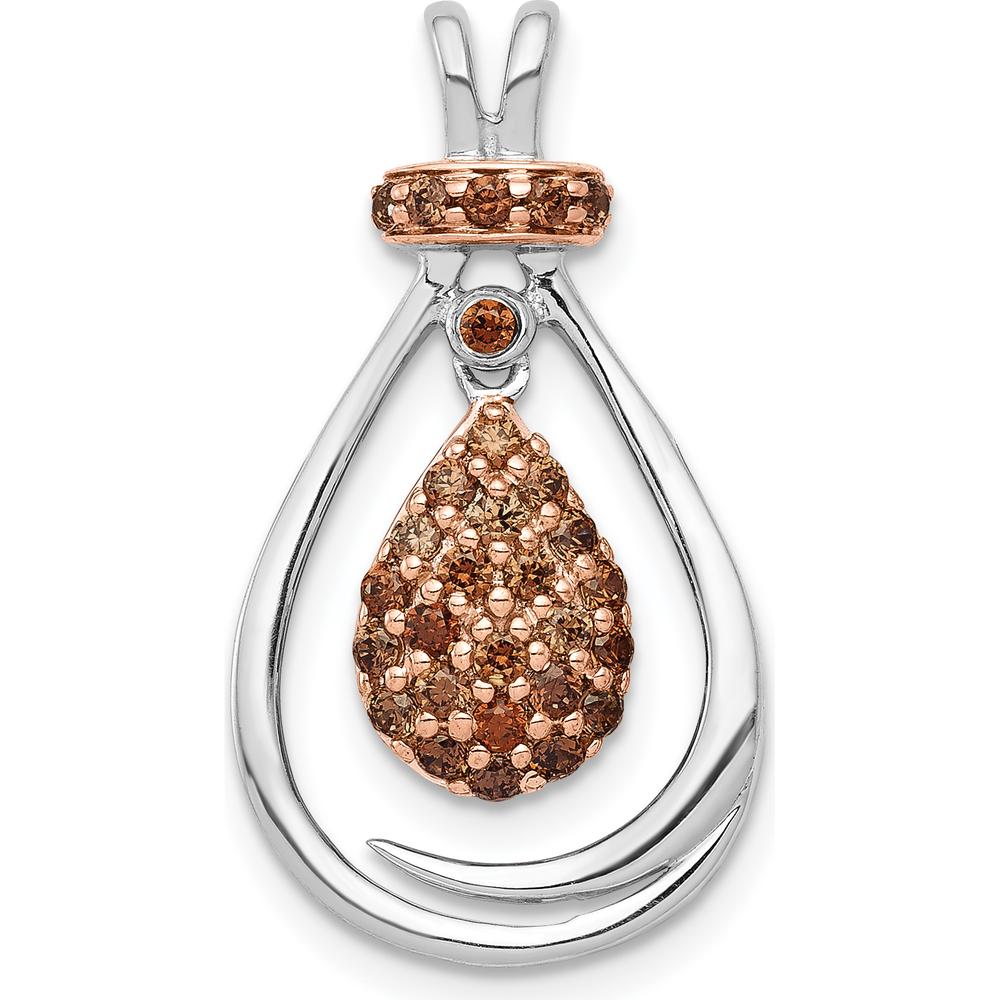 14K White Gold 1/4 Carat Champagne Diamond Teardrop Pendant with Rose Rhodium Slide by Monteluci Fine Jewelry
