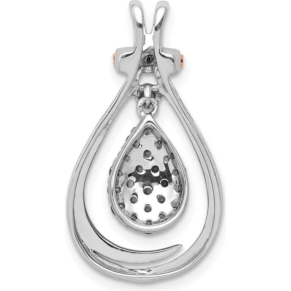 14K White Gold 1/4 Carat Champagne Diamond Teardrop Pendant with Rose Rhodium Slide by Monteluci Fine Jewelry