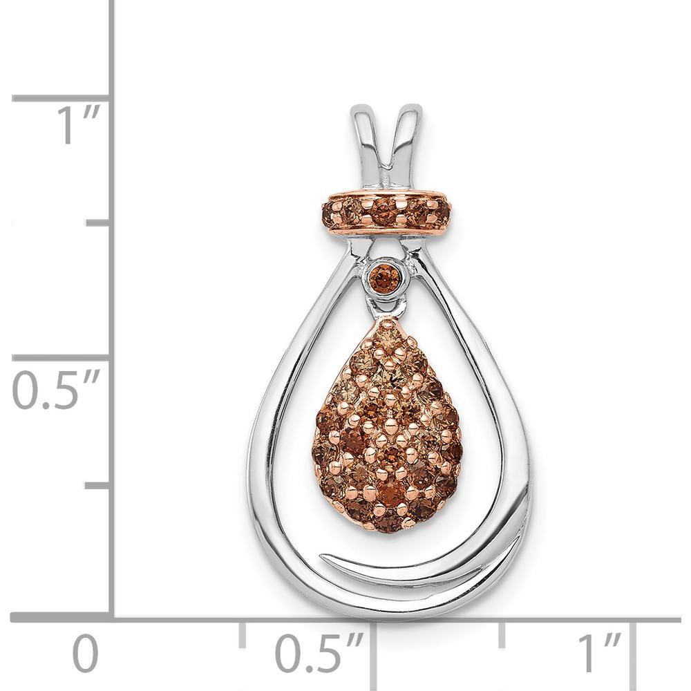 14K White Gold 1/4 Carat Champagne Diamond Teardrop Pendant with Rose Rhodium Slide by Monteluci Fine Jewelry