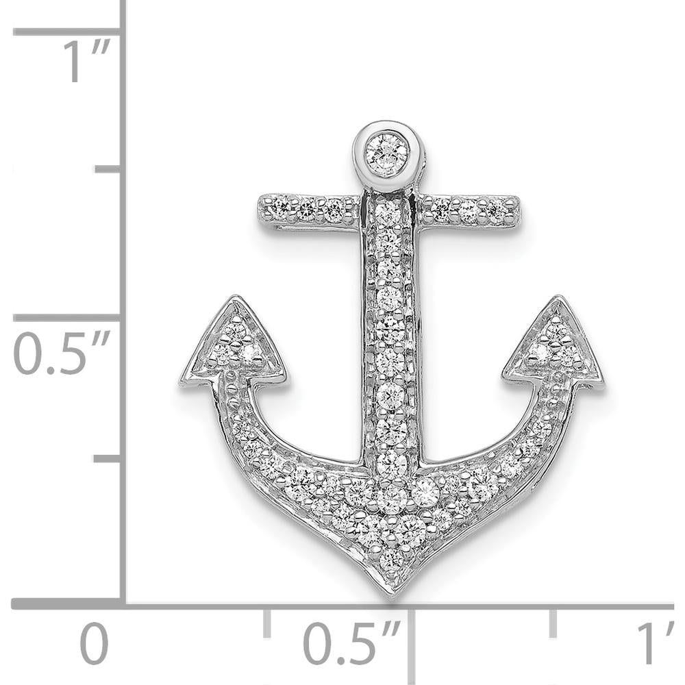 14K White Gold 1/4 Carat Diamond Anchor Chain Slide Pendant with Natural Round Diamonds - 1/4 Carat Total Diamond Weight by Monteluci Fine Jewelry