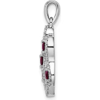 14K White Gold 1/4 Carat Diamond and 0.32 Ruby Fancy Twist Pendant by Monteluci Fine Jewelry