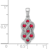 14K White Gold 1/4 Carat Diamond and 0.32 Ruby Fancy Twist Pendant by Monteluci Fine Jewelry