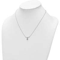 14K White Gold 1/4 Carat Diamond Bar Necklace with Pear Shaped Halo Pendant - 1/4 Carat Total Diamond Weight by Oro Pregiato