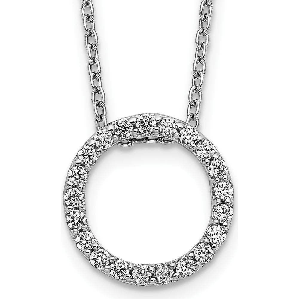14K White Gold 1/4 Carat Diamond Circle Necklace - 18" by Monteluci Fine Jewelry