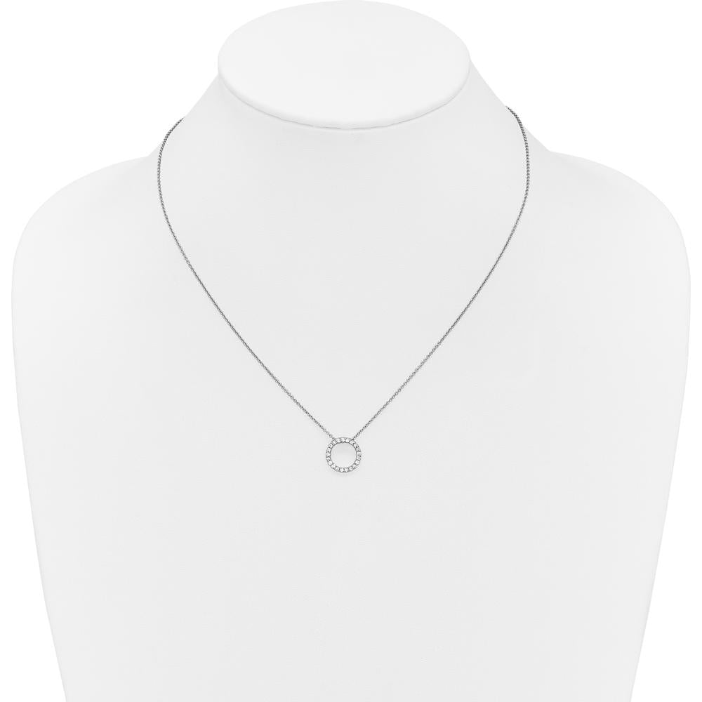 14K White Gold 1/4 Carat Diamond Circle Necklace - 18" by Monteluci Fine Jewelry