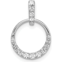 14K White Gold 1/4 Carat Diamond Circle Pendant - Rhodium Plated by Oro Pregiato