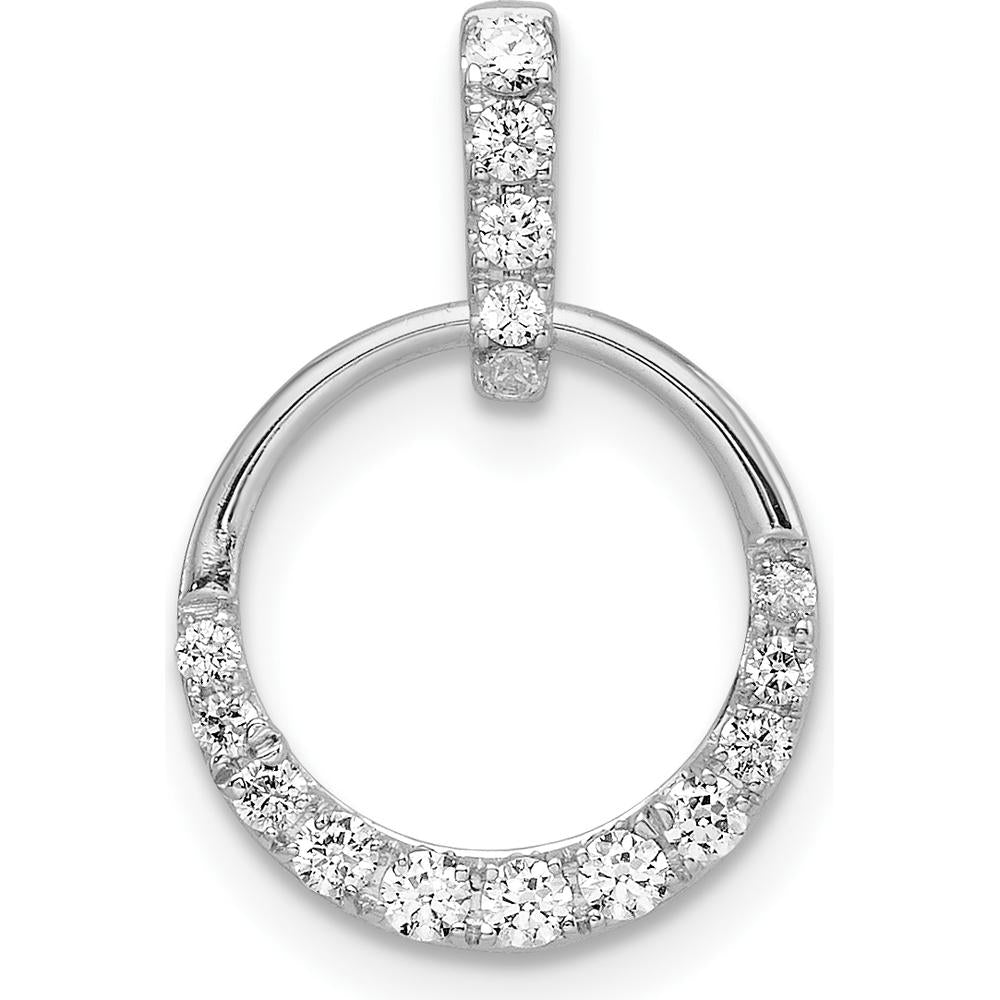 14K White Gold 1/4 Carat Diamond Circle Pendant - Rhodium Plated by Oro Pregiato