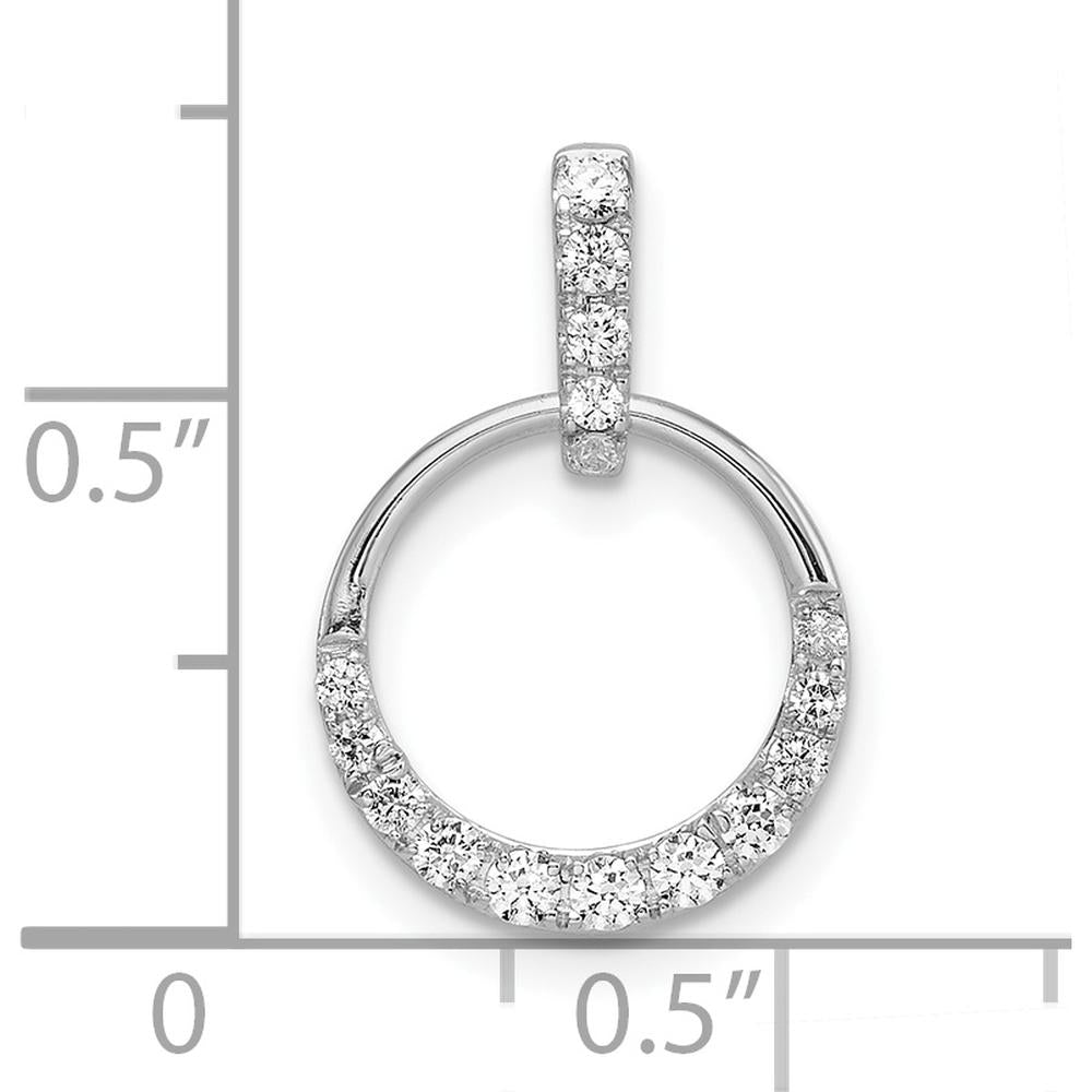 14K White Gold 1/4 Carat Diamond Circle Pendant - Rhodium Plated by Oro Pregiato