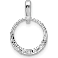 14K White Gold 1/4 Carat Diamond Circle Pendant - Rhodium Plated by Oro Pregiato