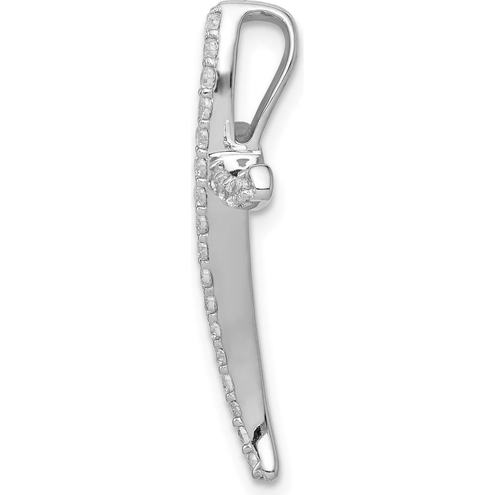 14K White Gold 1/4 Carat Diamond Curved Cross Pendant with Rhodium Plating - 0.25 Carat Total Diamond Weight by Monteluci Fine Jewelry